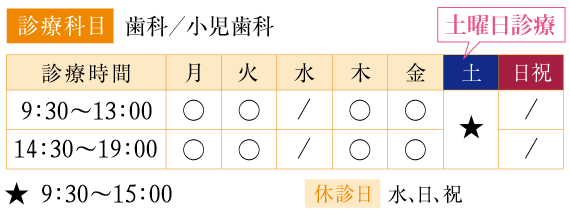 和歌山市木ノ本もり歯科クリニック診療時間のご案内